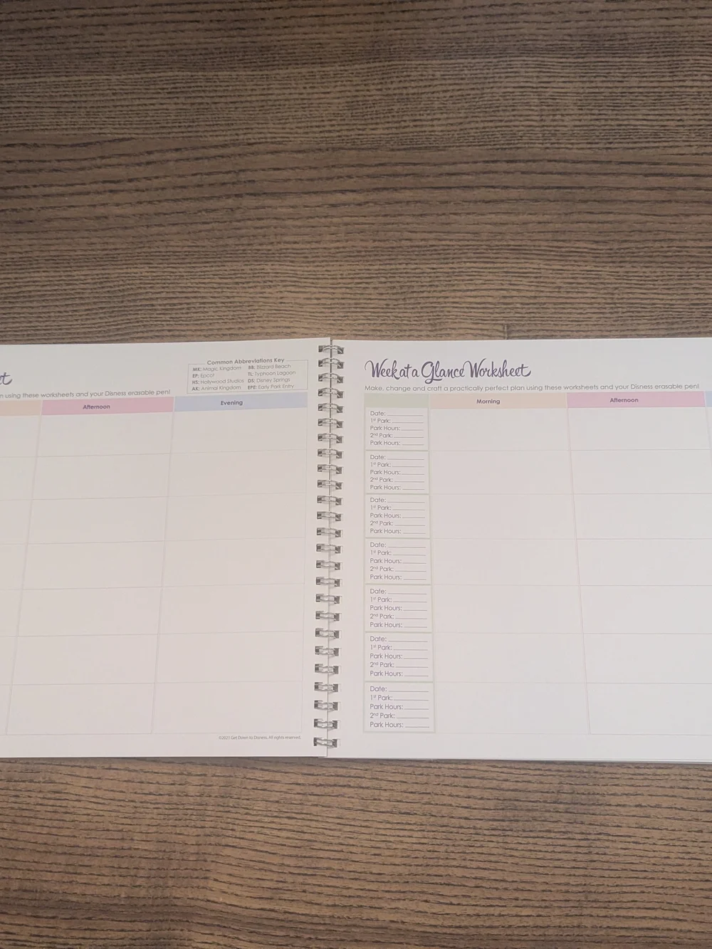NWOT Disness Daily Agenda Book Disney World Spiral Bound Planner